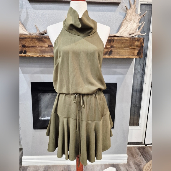 Shona Joy Dress Size 6, Core High Neck Olive  Green - Picture 3 of 7
